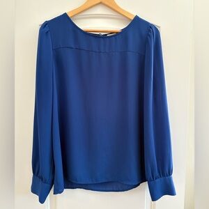 J. Crew Satin-Look Long Sleeve Blouse in Deep Blue